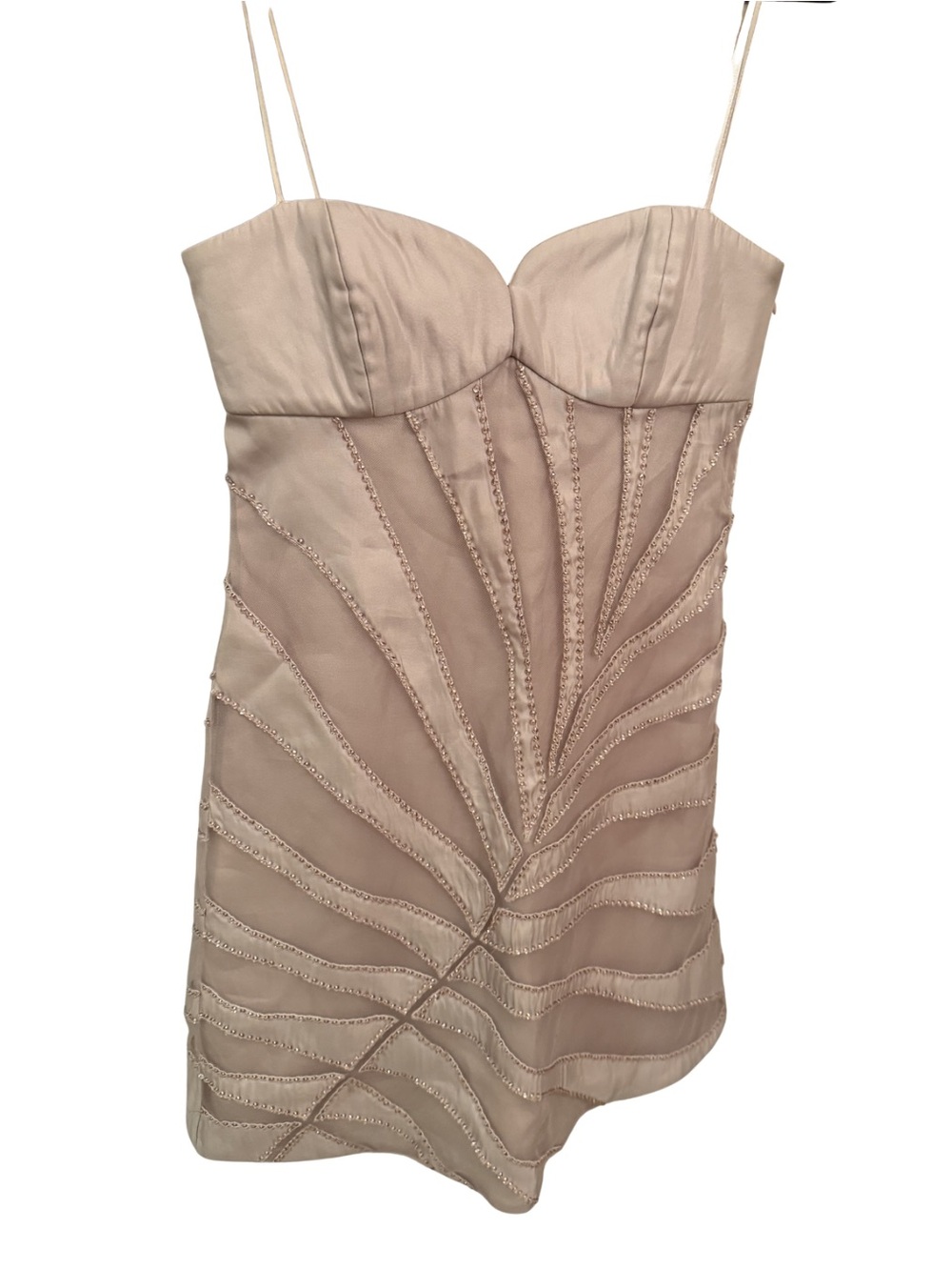 Emporio Armani Nude Beige Satin Spaghetti-Strap Mini Dress